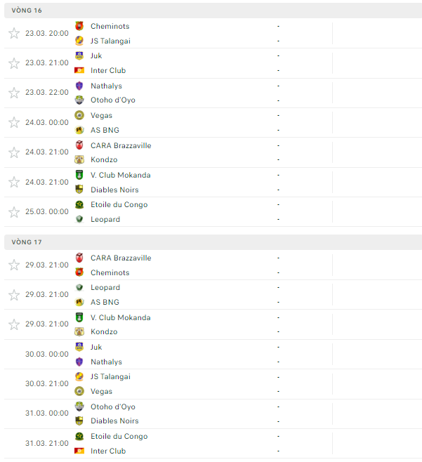 Congo Republic football tournament schedule for the 2023-2024 season
